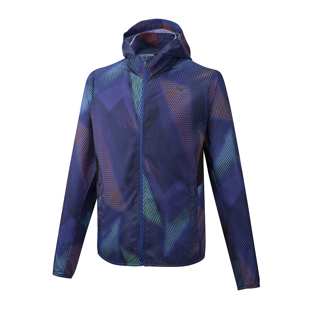 Casaco Mizuno Running Hoodie - Homem - Azuis - LVWAF3280